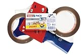 tesapack Extra Strong und Handabroller im Set mit 2 besonders reißfesten PVC-Klebebändern - Braun - 66 m x 50 mm
