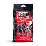 Weber Grill-Briketts (8kg Sack), für Lange und konstante Glut, ideal für längeres Grillen des Grillguts, 100% natürliches Holz, EU-Produkt, nachhaltig gewonnen, FSC Zertifiziert (1759180)
