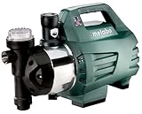 Metabo Hauswasserautomat HWAI 4500 Inox – 600979000 – Wasserpumpe mit 4500 l/h Fördermenge – Ideal für 1-3 Regner – 1300 W, 4,8 bar, 48 m Förderhöhe