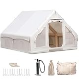 Aufblasbares Campingzelt mit Pumpe, Glamping Aufblasbares Zelt für Camping, 4 Saison Wasser&Winddicht Outdoor Oxford Kabinenzelt mit Mesh Fenster & Türen für 4-8 Personen Camping Wandern