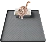 Große Katzenklo Matte 80x56cm, Katzenstreu Matte aus Lebensmittelechtem Silikon, Wasserdicht Urinbeständiges Katzenmatte Katzenklo, Leicht zu Reinigen, rutschfeste Katzenmatte für den Boden - Grau