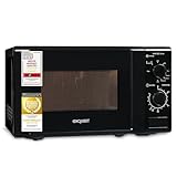 Exquisit Mikrowelle 20L, 1000 Watt Grill, 700 Watt, 25,5cm Drehteller, 5 Leistungsstufen, Timer, Auftaufunktion, 2 Drehregler, MW 802G schwarz