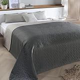 Delindo Lifestyle Tagesdecke Belford anthrazit grau, Bettüberwurf für Doppelbett, einfarbig, Gesteppt, 220x240 cm