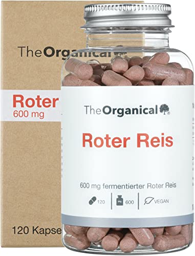 Neu: TheOrganical® Roter Reis 600 mg | 120 hochdosierte Kapseln | Hergestellt in Hamburg | Laborgeprüft | 100% Vegan | Ohne Zusätze | Roter Reis Kapseln Hochdosiert | Monacolin