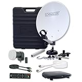 SCHWAIGER 9604 Camping Sat-Anlage Satellitenanlage Komplett-Set digital Camping-Zubehör Satelitenschüssel SAT-Koffer inkl. Single LNB Sat Receiver HD Satelliten-Kabel 10m Sat Antenne Stahl 35 x 38cm