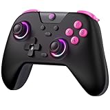 EasySMX X05 Controller PC mit 7 Farbe RGB Licht, Controller PC wireless mit Hall Joysticks & Hall Triggers, Bluetooth Controller für PC/ Switch/ Steam/ Handy-Schwarz