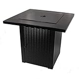 ACTIVA Feuertisch Granada I Elegante Gas Feuerstelle in Rattanoptik inkl. 3 kg Lavasteine I Stilvolle Feuerstelle Gas 12,5 kW für Terrasse & Garten