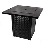 ACTIVA Granada Gas Feuerstelle Gasfeuerstelle Rattanoptik inkl. Lavasteine 12,5 kW Terrasse Garten Kamin Outdoor Gas Feuertisch Gas Terrassenfeuer Feuertisch Outdoor Feuerstelle Gas Outdoor