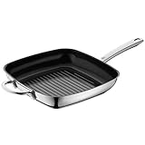 WMF Durado Grillpfanne Induktion gerillt 28x28 cm, Cromargan Edelstahl beschichtet, Keramikbeschichtung, backofenfest