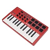 M-VAVE SMK-25RD – 25-Tasten-USB-MIDI-Keyboard-Controller mit 8 hintergrundbeleuchteten Drum-Pads, Bluetooth, 8 Tasten, professionelle dynamische Tasten, Rot ​