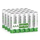 DURNERGY - 24er Pack AAA Batterien, 10 Jahre Lebensdauer, Dreifach 1200mAh AAA Batterien für Fernsteuerung, AAA LR03 Alkaline Batterien