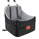 GL GLENSLAVE Hunde-Autositz für kleine/mittlere Hunde, Hundeautositz mit Dicker Polsterung unter 35 lbs, Abnehmbarer, waschbarer Autositz für Haustiere (Schwarz/Grau)
