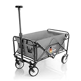 BigDean kompakter Bollerwagen faltbar grau bis 80kg belastbar – Kleiner Bollerwagen platzsparend zusammenklappbar für Ausflüge, Camping & Einkäufe