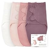 Mama Cheetah Pucksack für Babys, Decke aus Bio-Baumwolle, verstellbar, einfaches Wickeln, für Jungen und Mädchen, 0-3 Monate, Baby Essentials, 4 Stück