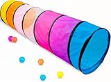 NUBUNI Kinder Tunnel XL 180 cm | Kinder Krabbeltunnel | Parcour Kinder Outdoor Indoor | Baby Klettern ab 1 Jahr | Baby Tunnel Krabbeln | Kriechtunnel | Spieltunnel Kind | B (Bälle Nicht Enthalten)