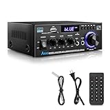 Stereo Verstärker - KKMOL HiFi Verstärker, AK45 Mini Bluetooth Stereo Audio Verstärker Receiver, 12V/ 220V 400W 2 Kanäle Digitale Endverstärker Soundverstärker mit USB, SD Card, Fernbedienung