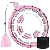 Smart Fitness Hoop Reifen mit Taillenband für Erwachsene & Anfänger – Leiser Hula-Hoop zum Abnehmen, mit Gewichtskugel und Noppen, Fitness Hoop, der Nicht herunterfällt (Pink)