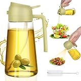 HUAERSICO 2 in 1 Ölsprüher für Speiseöl 470ml - Dickes Glas Ölsprühflasche mit Ölbürste und Reinigungsbürste- Anti-Tropf Design Airfryer Öl Spray für Grillen, Kochen