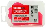 fischer Fugis, Fugenglätter-Set, Universelles Fugenglätter-Set für eine gleichmäßige Fugenoberfläche, 4er Set mit verschiedenen Radien und 45° Winkel in praktischer Kunststoffbox