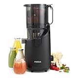 Entsafter Gemüse und Obst – Fruchtsaftpresse Elektrisch Slow Juicer – Saftpresse für ganze Früchte mit 135mm Öffnung und Rückwärts-Kau-Funktion, 250W, Spülmaschinenfest, BPA-Frei, Schwarz