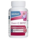 sanotact Eisen + C Depot, 90 Tabletten, Eisentabletten mit Vitamin C, Nahrungsergänzungsmittel, vegan, 1x täglich, 3 Monats-Vorrat