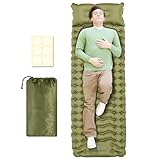 Isomatte Selbstaufblasend 10cm Verdicktes Isomatte Camping mit Fußpressepumpe und Kissen Ultraleicht Luftmatratze Selbstaufblasend Wasserdicht für Outdoor-Camping Wandern Reisen Klettern (Einzel)