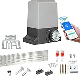 Cecaylie Schiebetorantrieb Set 800kg 370W Garagentorantrieb mit App-Steuerung, 2 Fernbedienung Toröffner, 2 Entriegelungsschlüssel und Automatische Schließfunktion für Hotelbis, Fabrik