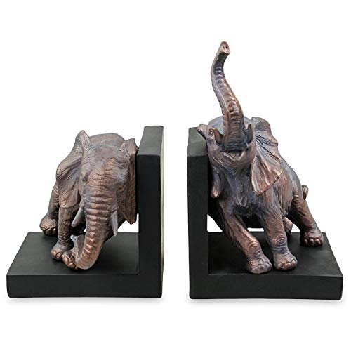 Carousel Home and Gifts, dekorative Buchstützen mit afrikanischen Elefanten, Kunstharz, 31 cm