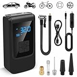 Kabelloser Elektrische Luftpumpe150 PSI,Wiederaufladbare USB-C elektrische Fahrradpumpe,Tragbare Reifenpumpe mit LCD-Display,Notbeleuchtung,12V/7.4V Dual-Spannung, für Auto, Motorrad,Bälle