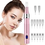 Vicloon Elektrisch Microneedling Pen, Elektrischer Dermapen mit LCD Bildschirm und 5 Stufen, Einstellbar 0-2,5mm Drahtloser Derma Pen, Microneedle Haut Reparatur Tool (inkl.12 Nadelpatronen)