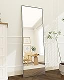 Koonmi 140 × 40 cm Standspiegel, Groß Ganzkörperspiegel mit Aluminiumrahmen für Schlaf-, Wohn- und Badezimmer Spiegel, Schwarz