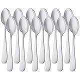 Amazon Basics Kaffeelöffel aus Edelstahl mit rundem Rand, 13,3 cm, 12er-Pack
