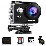 Apexcam M80Air mit 64G Karte Action Cam 4K30FPS 20MP WiFi Sportskamera Unterwasserkamera 40m Wasserdicht 170 ° Weitwinkel 2.4G Fernbedienung 2x1050mAh Akkus mit Zubehör-Set