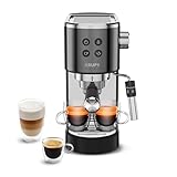 Krups XP444G Virtuoso+ Espresso-Siebträgermaschine, 15 bar Pumpendruck, 3 Crema-Filter, Edelstahl-Dampfdüse, intuitives Bedienfeld, Drehregler, inkl. Dosierlöffel/Tamper, Chrom/Schwarz