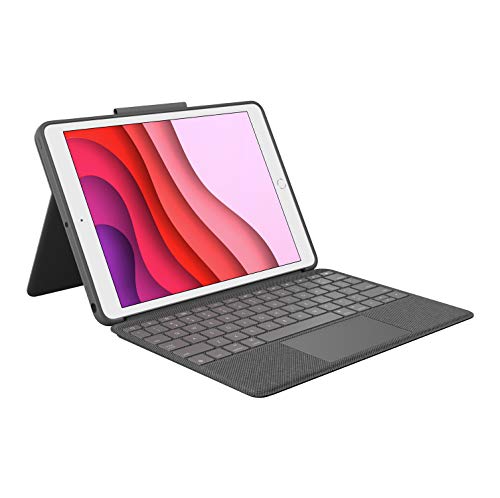 Logitech Combo Touch für iPad (7., 8. und 9. Generation) Schutzcase mit Präzisions-Trackpad, Notebook-ähnlicher Tastatur, Deutsches QWERTZ-Layout - Schwarz