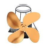 Zisemeil Rohrkamin Ventilator Holzofen Ventilator Magnetische Installation Selbsterzeugte Leistung Wandmontage Leise Sicher 4 Flügel Holzofenventilator für Kerosinofen (Gold)