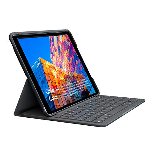 Logitech SLIM FOLIO iPad Air (3. Generation) Tastatur-Case mit integrierter kabelloser Tastatur (Modell: A2152, A2123, A2153, A2154), Französisches AZERTY- Grafit