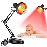 Cozion Rotlichtlampe Wärmelampe 150W Infrarotlicht Infrarotlampe Wärmelampe Rotlichtlampe Therapie Infrarotlicht-Rotlicht-Wärmelampen Infrarotlichtlampe Wärmestrahler Temperatur einstellbar mit Timer