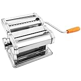 Ghazpmuk Manual Pasta Machine, Nudelmaschine with 6 Adjustable Thicknesses for Pasta, Pasta Maker with 2 Widths, Pastamaschine, Pastamaker Stainless Steel, für Tagliatelle Spaghetti Lasagna Ravioli