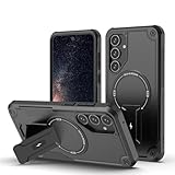Vatkyc Magnetisches Design für Samsung Galaxy A55 mit Ständer, kompatibel mit MagSafe eingebauter unsichtbarer Ständer, robuster TPU-Stoßdämpfer, militärischer Schutz, stoßfeste Hülle, Schwarz
