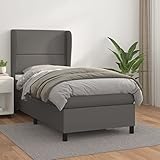Iiaky Boxspringbett mit Matratze Grau 100x200 cm Kunstleder Bett Mit Bettkasten Bett Boxspringbett Betten Boxspringbett Mit Matratzeer // 3128959