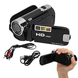 Videokamera Camcorder, HD 1080p Digitalkamera Rekorder 16 MP 2,7 Zoll 270 ° Rotation TFT 16x Digital Zoom Camcorder Kamera (Black)