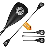 NATURBUMMLER® SUP Paddel [2-in-1] Doppelpaddel – Ultraleicht & stufenlos verstellbar – Aluminium Paddel mit T-Griff für Stand Up Paddling & Kajak – Zubehör für Dein Wasserabenteuer (Schwarz)