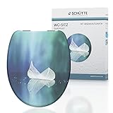 SCHÜTTE WC-Sitz Duroplast FALLEN LEAF, Toilettensitz mit Absenkautomatik, passend für alle handelsüblichen WC-Becken, maximale Belastung der Klobrille 175 kg, FALLEN LEAF 82153