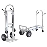 Umwandelbare 2-in-1-Sackkarre, robuster Aluminiumwagen mit 25,4 cm großen Gummirädern für den industriellen Einsatz, trägt bis zu 453,6 kg