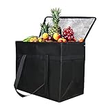 ZHIYUQL Kühltasche Einkaufstasche Groß Faltbare Kühltasche 30L Isoliertasche für Outdoor Reisen Picknicktasche Lebensmitteltransport Lebensmittellieferbeutel (Schwarz)