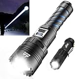 Taschenlampe Led Aufladbar, Led Taschenlampe Extrem Hell 100000 lumen, Taktische Taschenlampe Batteriebetrieben, Akku Taschenlampe Usb, Starke Taschenlampe groß 2 Schalter für Outdoor Notfälle Camping