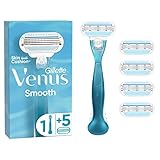 Gillette Venus Smooth Rasierklingen Damen, 5 Ersatzklingen für Damenrasierer + Handstück, Blau