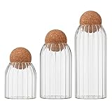 Frischhaltedosen aus Glas, transparent, mit luftdichtem Verschluss, Holzdeckel, Kugel für Getreide, Tee, Kaffee, Zucker, Nüsse, Mehl, 3 Stück