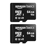 Amazon Basics 2 Stück, MicroSDXC, 64 GB, mit SD Adapter, A2, U3, Lesegeschwindigkeit bis zu 100 MB/s, Schwarz